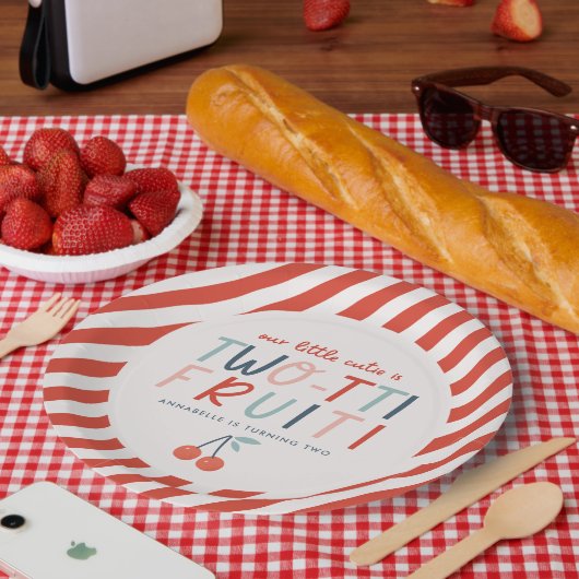 2番目の誕生日フルーツ赤い夏の子供のパーティーinv ペーパープレート (ピクニック)