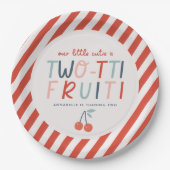 2番目の誕生日フルーツ赤い夏の子供のパーティーinv ペーパープレート (正面)
