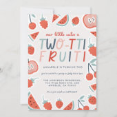 2番目の誕生日フルーツ赤い夏の子供のパーティーinv 招待状 (正面)