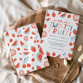 2番目の誕生日フルーツ赤い夏の子供のパーティーinv 招待状