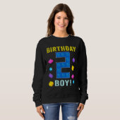 2番目の誕生日2歳ブロック建物少年K スウェットシャツ (正面フル)