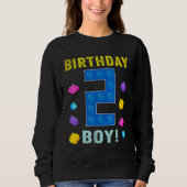 2番目の誕生日2歳ブロック建物少年K スウェットシャツ (正面)