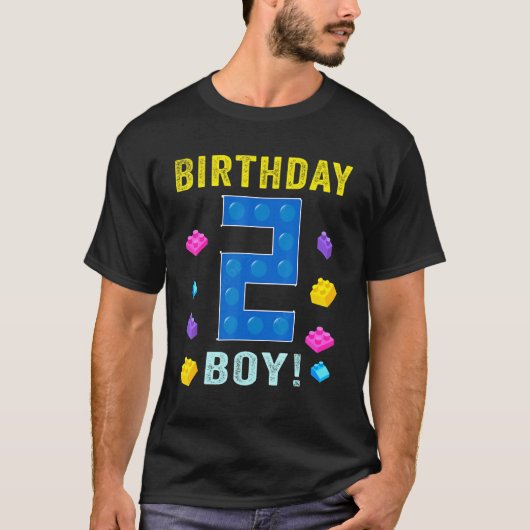 2番目の誕生日2歳ブロック建物少年K Tシャツ (正面)