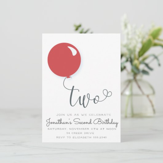 2番目の赤いバルーン誕生日 招待状 (スタンド正面)