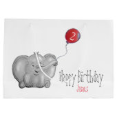 2番目または赤いバルーンを持つ誕生日のゾウ ラージペーパーバッグ (裏面)