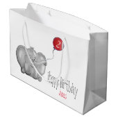 2番目または赤いバルーンを持つ誕生日のゾウ ラージペーパーバッグ (裏面アングル)