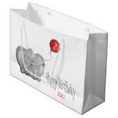 2番目または赤いバルーンを持つ誕生日のゾウ ラージペーパーバッグ (正面アングル)