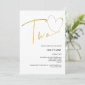 2番目エレガントの誕生日招待状2ハート金ゴールド 招待状 (スタンド正面)