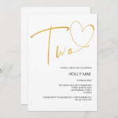 2番目エレガントの誕生日招待状2ハート金ゴールド 招待状 (正面/裏面)