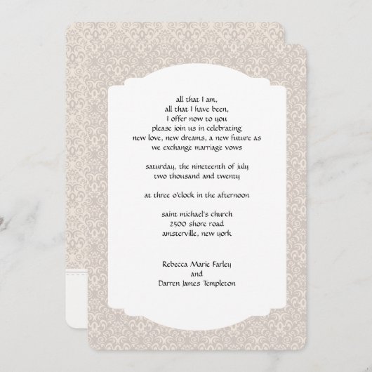 2番目ファンシーの結婚結婚式招待状を旋回 招待状 (正面/裏面)