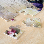 2白い鳩の鳥の花のヴィンテージ ジグソーパズル (側面)