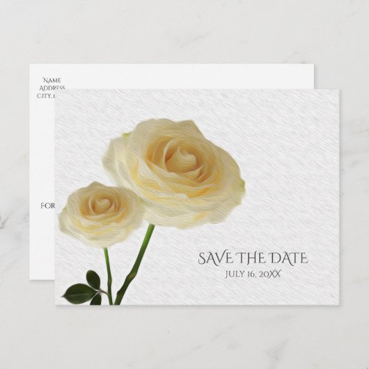 2白絵を描バラエレガント保存日 案内ポストカード (正面/裏面)