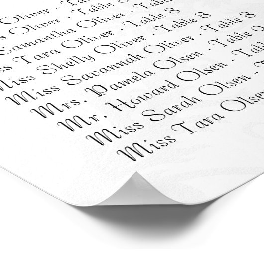 2白黒のうち#2の披露宴座席表 ポスター (角)