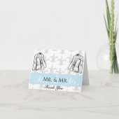 2着のタキシードの新郎の陽気な結婚式は感謝していしています サンキューカード (正面)