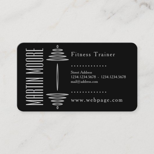 2着色された側面の白黒フィットネス 名刺 (正面)
