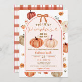 2秋秋ボホパンプキンツツインベビーシャワー 招待状 (正面/裏面)