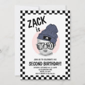 2秒クール誕生日モダンフォト白黒 招待状 (正面)