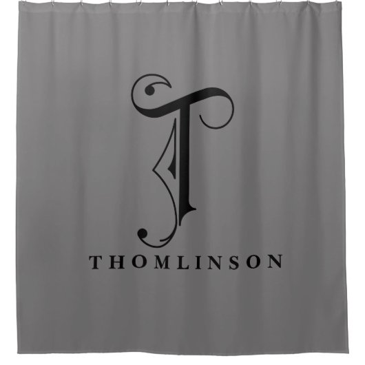 2級グレーウィズモノグラエレガントムTカスタム シャワーカーテン (正面)