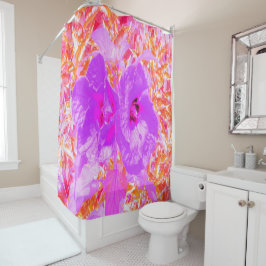 2紫とホットピンクの梅ハイビ熱狂するスカス シャワーカーテン