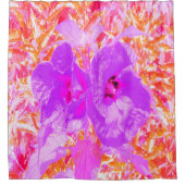 2紫とホットピンクの梅ハイビ熱狂するスカス シャワーカーテン (正面)