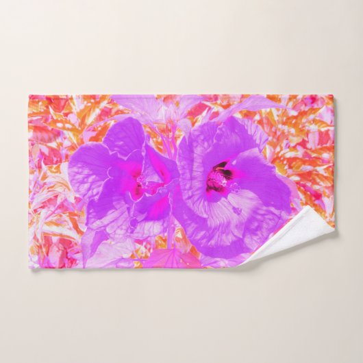 2紫とホットピンクの梅ハイビ熱狂するスカス ハンドタオル (ハンドタオル)