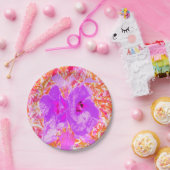 2紫とホットピンクの梅ハイビ熱狂するスカス ペーパープレート (パーティー)