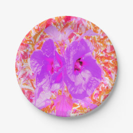 2紫とホットピンクの梅ハイビ熱狂するスカス ペーパープレート