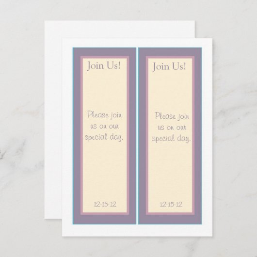 2紫エレガントの日結婚付けブックマーク 案内ポストカード (正面/裏面)