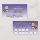 #2紫色の漫画の女中の家のクリーニングの顧客Loy ロイヤリティカード (正面/裏面)