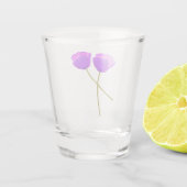 2紫薄紫ポピー花イラストレーション ショットグラス (裏面)