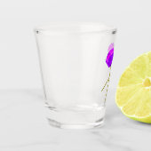 2紫薄紫ポピー花イラストレーション ショットグラス (左)