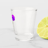 2紫薄紫ポピー花イラストレーション ショットグラス (右)