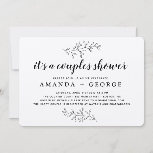 2組のシャワー招待のラスティッククラフトカード 招待状 (正面)