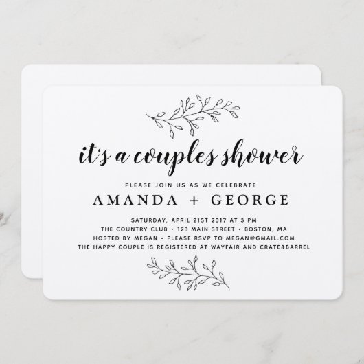 2組のシャワー招待のラスティッククラフトカード 招待状 (正面/裏面)