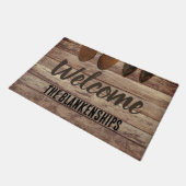 2組のブーツを木材素朴のカスタム ドアマット (アングル)