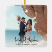 2結婚した枚モダンのクリスマス写真 セラミックオーナメント (正面)