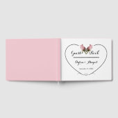 2結婚ピンクローズとハート付きのゲストブック ゲストブック (全面)