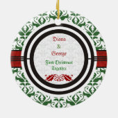 2結婚人のカップルの第1のクリスマスカスタムオーナメント セラミックオーナメント (裏面)