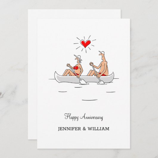 2結婚周年記念結婚したカップルハートカヌー (正面/裏面)