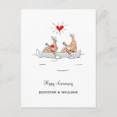 2結婚周年記念結婚したカップルハートカヌー ポストカード (正面)