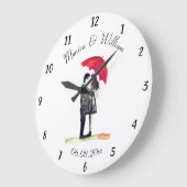 2結婚組のたった今結婚しましたシックな水彩（大）  ラージ壁時計 (傾斜)