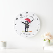 2結婚組のたった今結婚しましたシックな水彩（大）  ラージ壁時計 (ホーム)