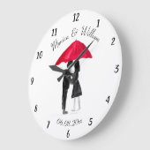 2結婚組のたった今結婚しましたシックな水彩（大） ラージ壁時計 (傾斜)