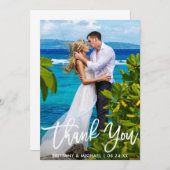 2結婚組の写真モダンブラシ サンキューカード (正面/裏面)