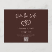 2絡み合ったハートとイニシャル日付の保存 ポストカード (正面)