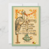 2緑のヴィンテージのスタイルの誕生の発表は味方しました 案内状 (正面)