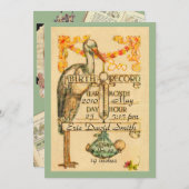 2緑のヴィンテージのスタイルの誕生の発表は味方しました 案内状 (正面/裏面)