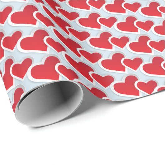 2繰り返しパターン内の赤い紙ハート ラッピングペーパー (ロールコーナー)