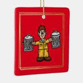 2缶のクリスマスオーナメントを持ったごみ男 セラミックオーナメント (右)