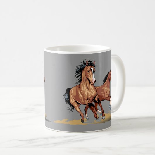 2美しい馬の走コーヒーマグ コーヒーマグカップ (正面右)